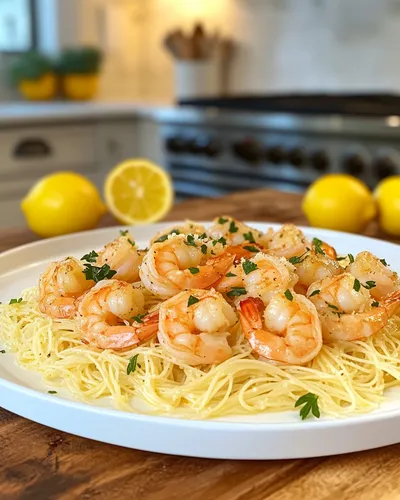 Délicieux Scampi aux Crevettes avec Pâtes Cheveux d'Ange