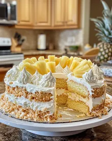 Gâteau de rêve décadent à l'ananas et à la noix de coco tropicale