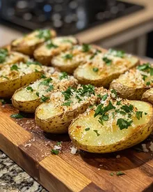 Délice de pommes de terre rôties à l'ail et au parmesan