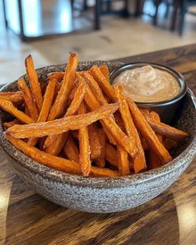 Frites de patate douce croustillantes avec aïoli crémeux