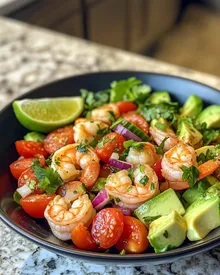 Salade de crevettes et d'avocat saine et rafraîchissante