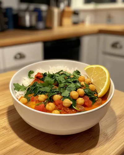 Curry copieux de pois chiches et d'épinards