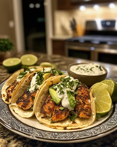 Tacos de poisson noirci délicieux