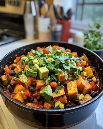 Chili copieux aux patates douces et aux haricots noirs