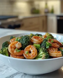 Sauté de Brocoli, Crevettes et Ail