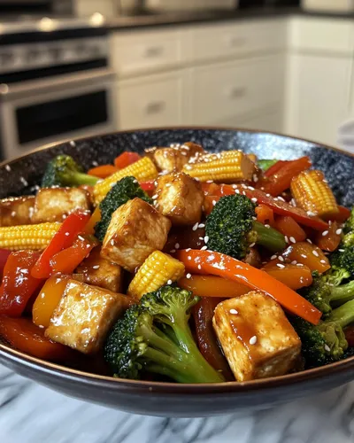 Sauté de légumes délicieux avec du tofu