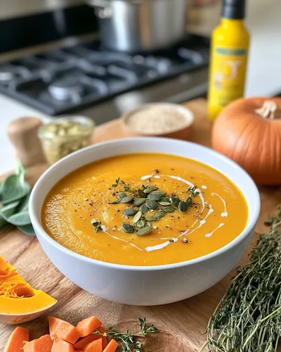 Soupe délicieuse de courge butternut rôtie