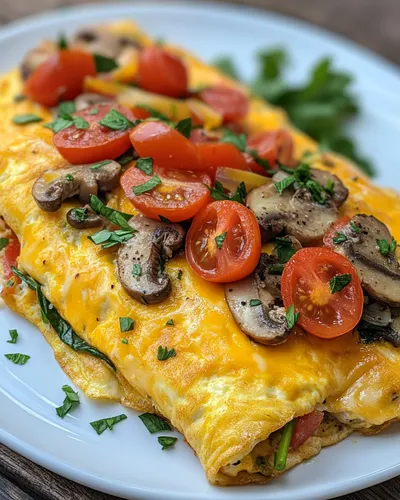 Omelette délicieuse remplie de légumes