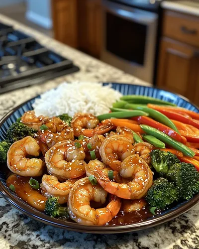 Sauté de crevettes à l'ail et au miel délicieux