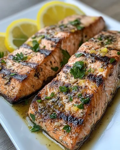 Recette de saumon grillé au citron et à l'ail sain